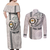 Custom Hawaii James Campbell High School Couples Matching Off Shoulder Maxi Dress and Long Sleeve Button Shirt Tribal Kakau Pattern LT03 - Polynesian Pride