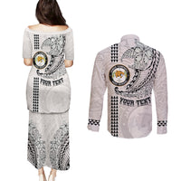 Custom Hawaii James Campbell High School Couples Matching Puletasi Dress and Long Sleeve Button Shirt Tribal Kakau Pattern LT03 - Polynesian Pride