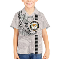 Custom Hawaii James Campbell High School Family Matching Off Shoulder Maxi Dress and Hawaiian Shirt Tribal Kakau Pattern LT03 Son's Shirt White - Polynesian Pride