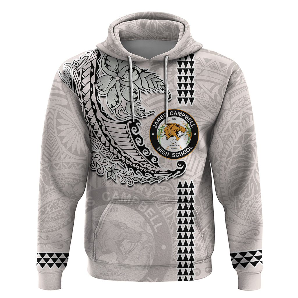 Custom Hawaii James Campbell High School Hoodie Tribal Kakau Pattern LT03 Pullover Hoodie White - Polynesian Pride