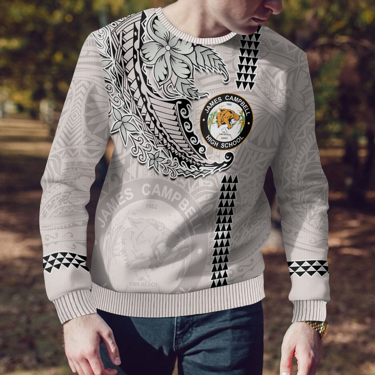 Custom Hawaii James Campbell High School Ugly Christmas Sweater Tribal Kakau Pattern LT03 - Polynesian Pride