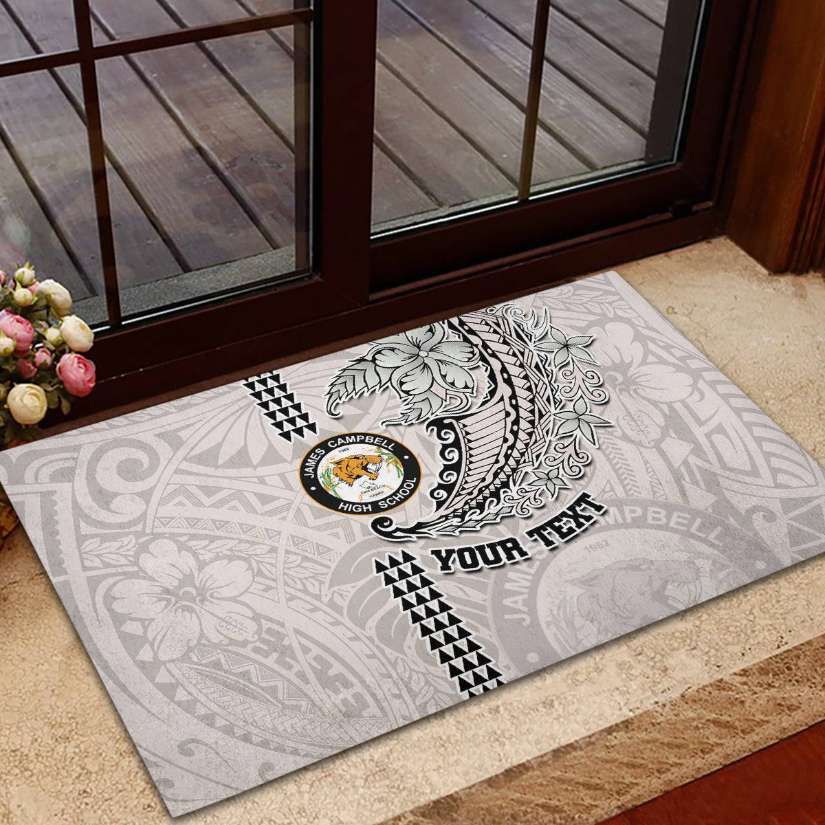 Custom Hawaii James Campbell High School Rubber Doormat Tribal Kakau Pattern LT03 - Polynesian Pride