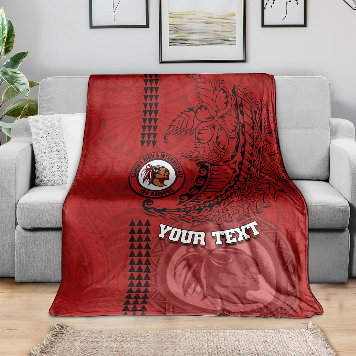 Hawaii Kahuku High & Intermediate School Blanket Tribal Kakau Pattern LT03 - Polynesian Pride