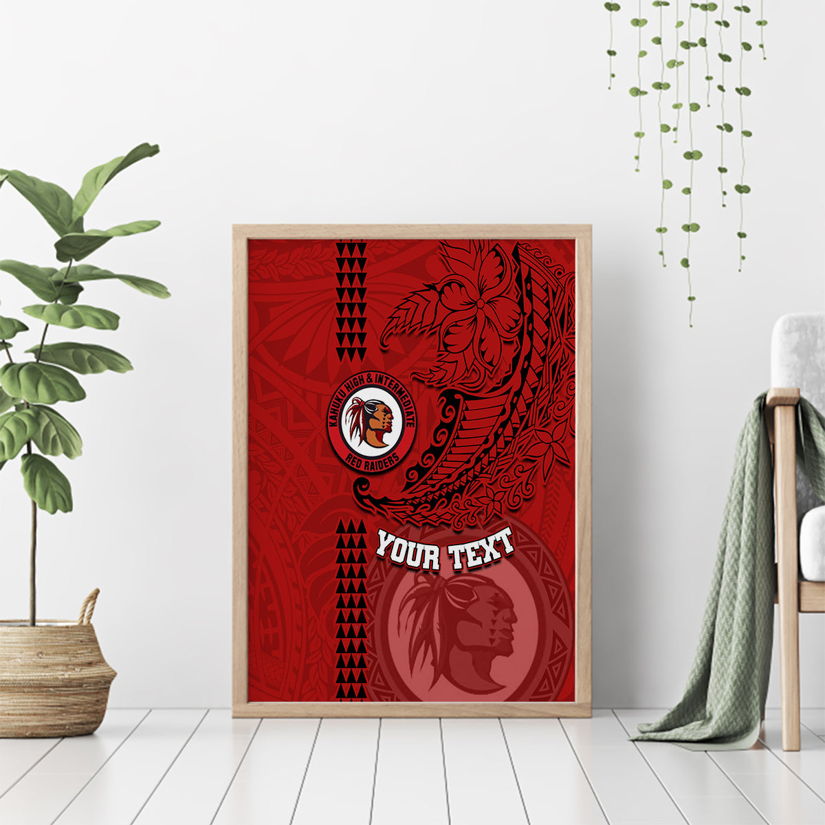 Hawaii Kahuku High & Intermediate School Canvas Wall Art Tribal Kakau Pattern LT03 - Polynesian Pride