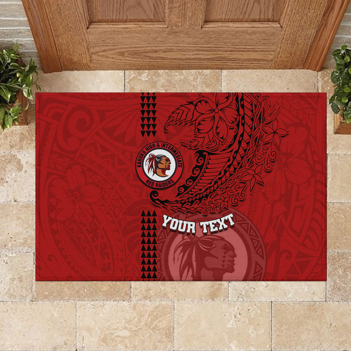 Hawaii Kahuku High & Intermediate School Rubber Doormat Tribal Kakau Pattern LT03 - Polynesian Pride