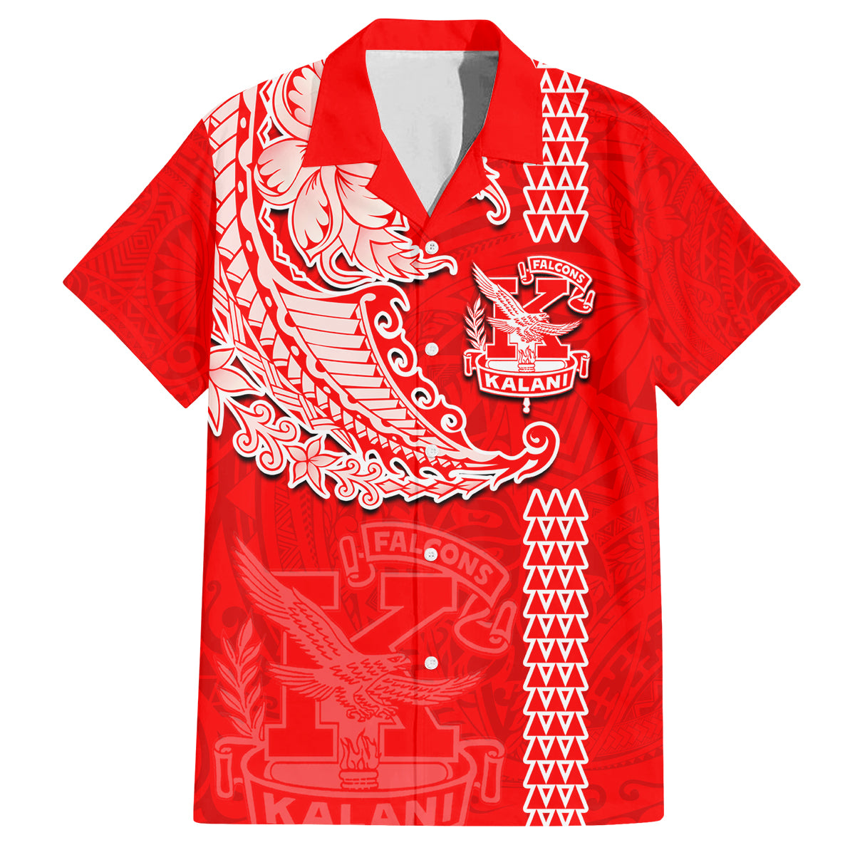 Hawaii Kalani High School Family Matching Off Shoulder Maxi Dress and Hawaiian Shirt Tribal Kakau Pattern LT03 Dad's Shirt - Short Sleeve Red - Polynesian Pride