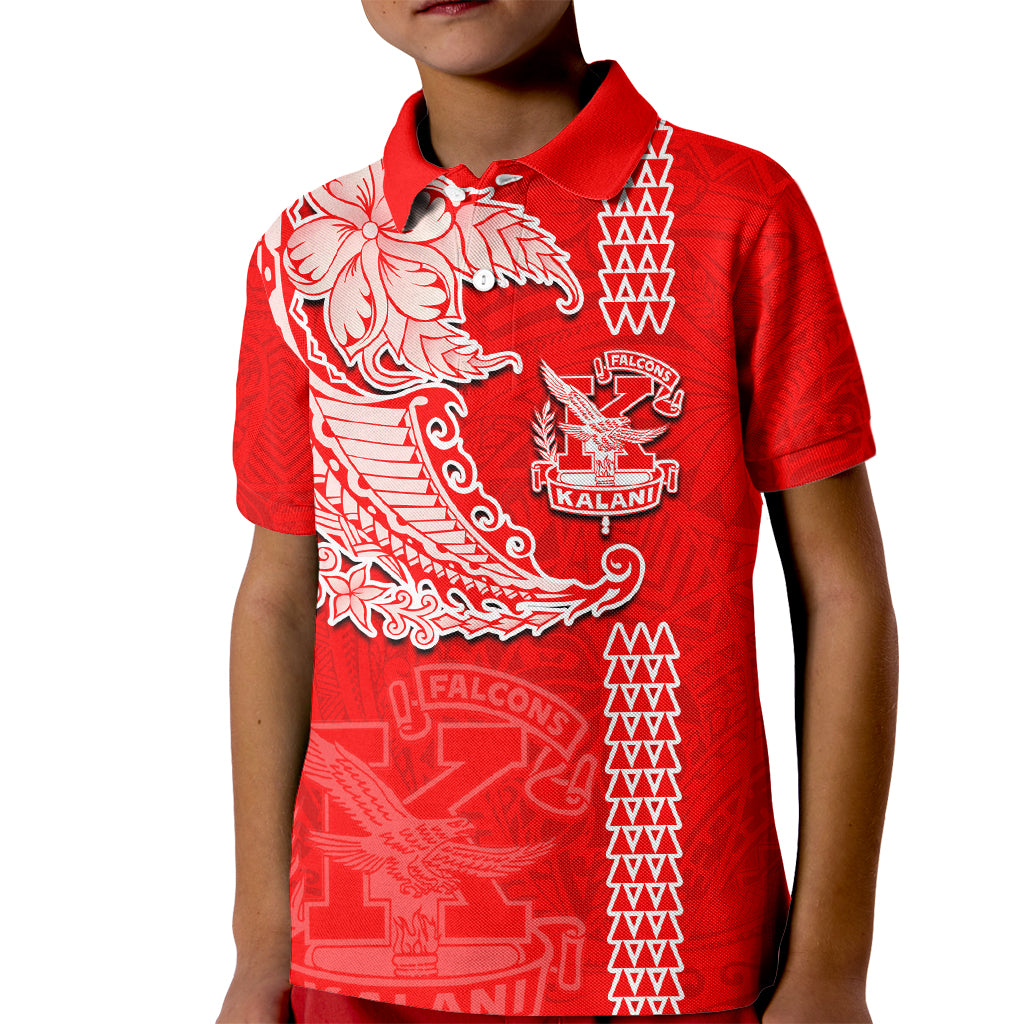 Hawaii Kalani High School Kid Polo Shirt Tribal Kakau Pattern LT03 Kid Red - Polynesian Pride