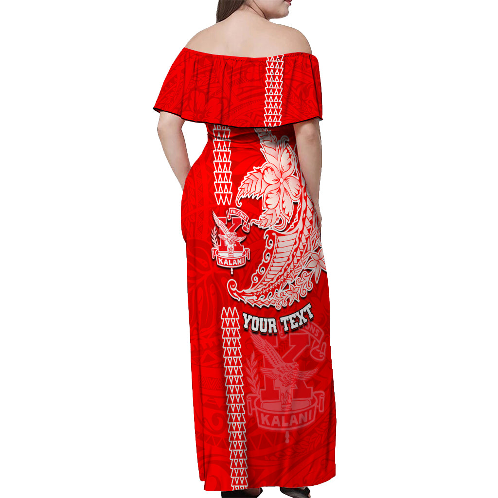 Hawaii Kalani High School Off Shoulder Maxi Dress Tribal Kakau Pattern LT03 - Polynesian Pride