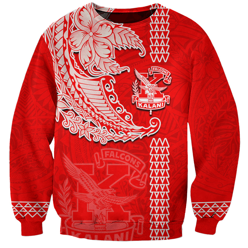 Hawaii Kalani High School Sweatshirt Tribal Kakau Pattern LT03 Unisex Red - Polynesian Pride