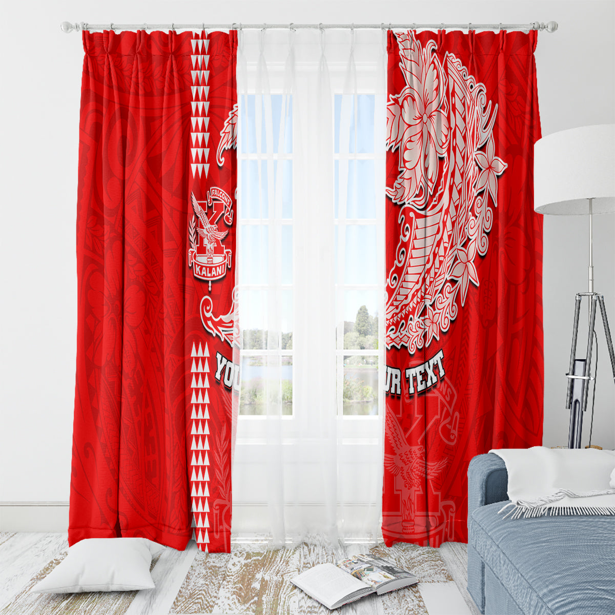 Hawaii Kalani High School Window Curtain Tribal Kakau Pattern LT03 - Polynesian Pride
