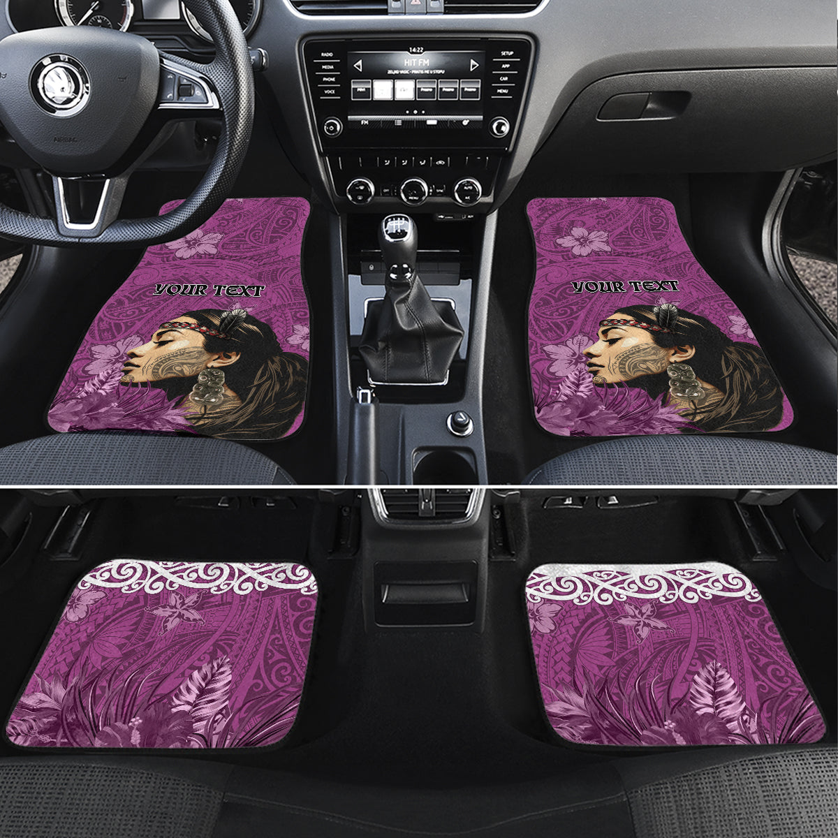 Custom New Zealand Womens Day Car Mats Traditional Maori Woman Polynesian Pattern Pink Color LT03 Pink - Polynesian Pride