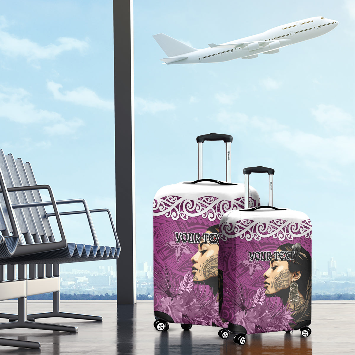 Custom New Zealand Womens Day Luggage Cover Traditional Maori Woman Polynesian Pattern Pink Color LT03 - Polynesian Pride