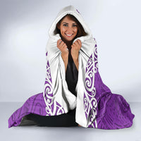 Custom New Zealand Womens Day Hooded Blanket Traditional Maori Woman Polynesian Pattern Purple Color LT03 - Polynesian Pride