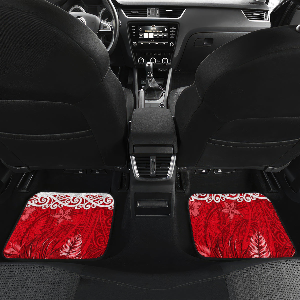 Custom New Zealand Womens Day Car Mats Traditional Maori Woman Polynesian Pattern Red Color LT03 - Polynesian Pride