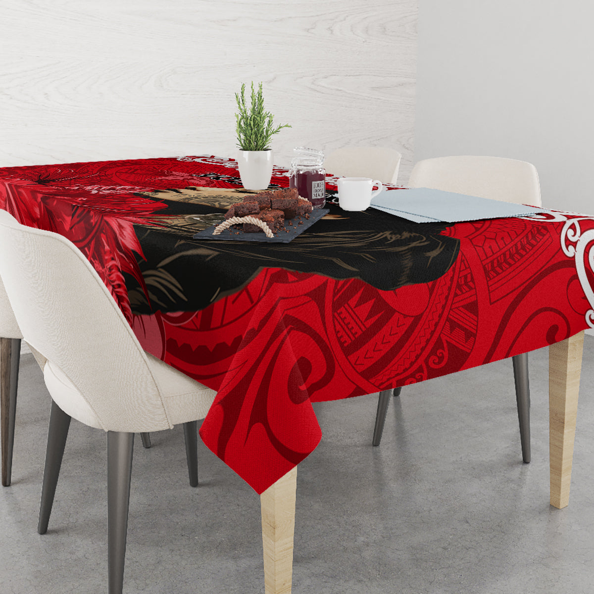 Custom New Zealand Womens Day Tablecloth Traditional Maori Woman Polynesian Pattern Red Color LT03 - Polynesian Pride