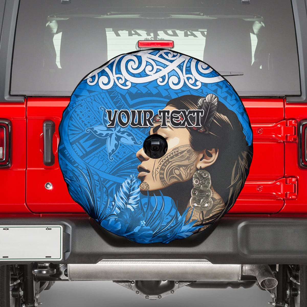 Custom New Zealand Womens Day Spare Tire Cover Traditional Maori Woman Polynesian Pattern Blue Color LT03 - Polynesian Pride