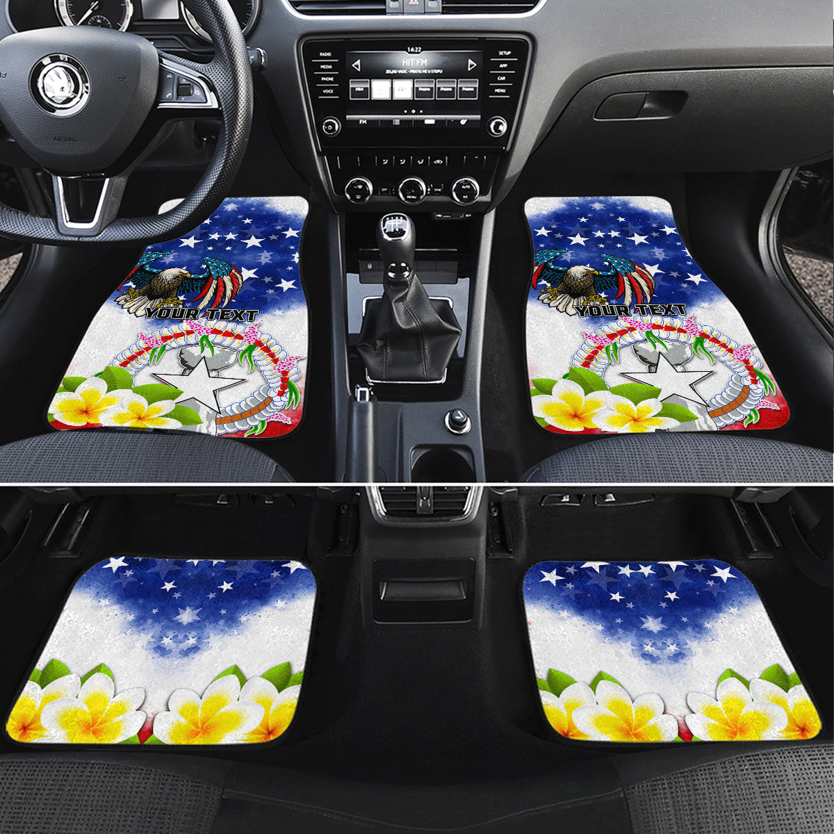 Custom Northern Mariana Islands Commonwealth Covenant Day Car Mats Plumeria Flower Splash Style LT03 Blue - Polynesian Pride