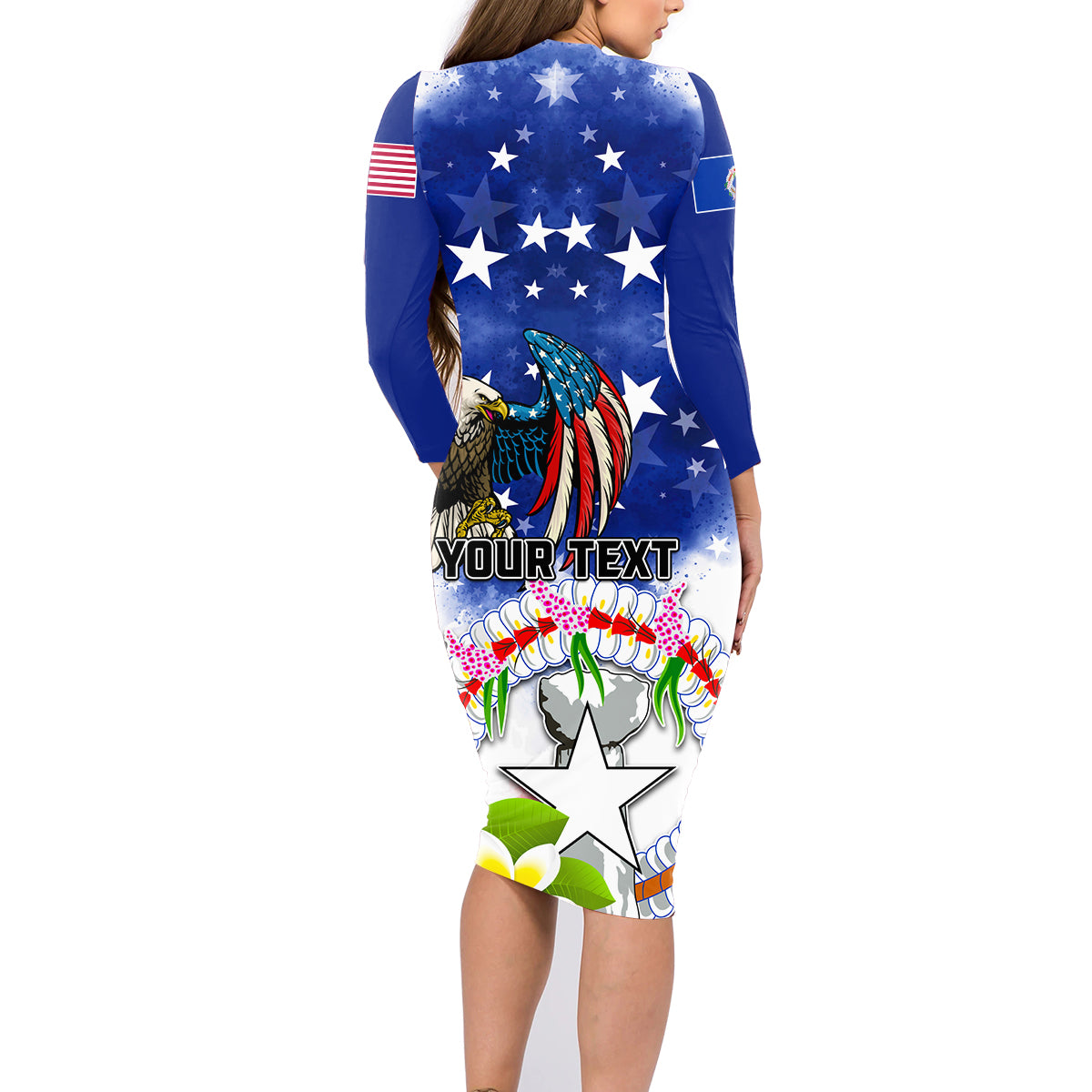 Custom Northern Mariana Islands Commonwealth Covenant Day Family Matching Long Sleeve Bodycon Dress and Hawaiian Shirt Plumeria Flower Splash Style LT03 - Polynesian Pride