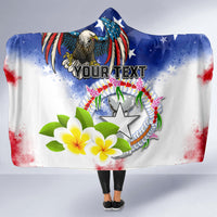Custom Northern Mariana Islands Commonwealth Covenant Day Hooded Blanket Plumeria Flower Splash Style LT03 - Polynesian Pride