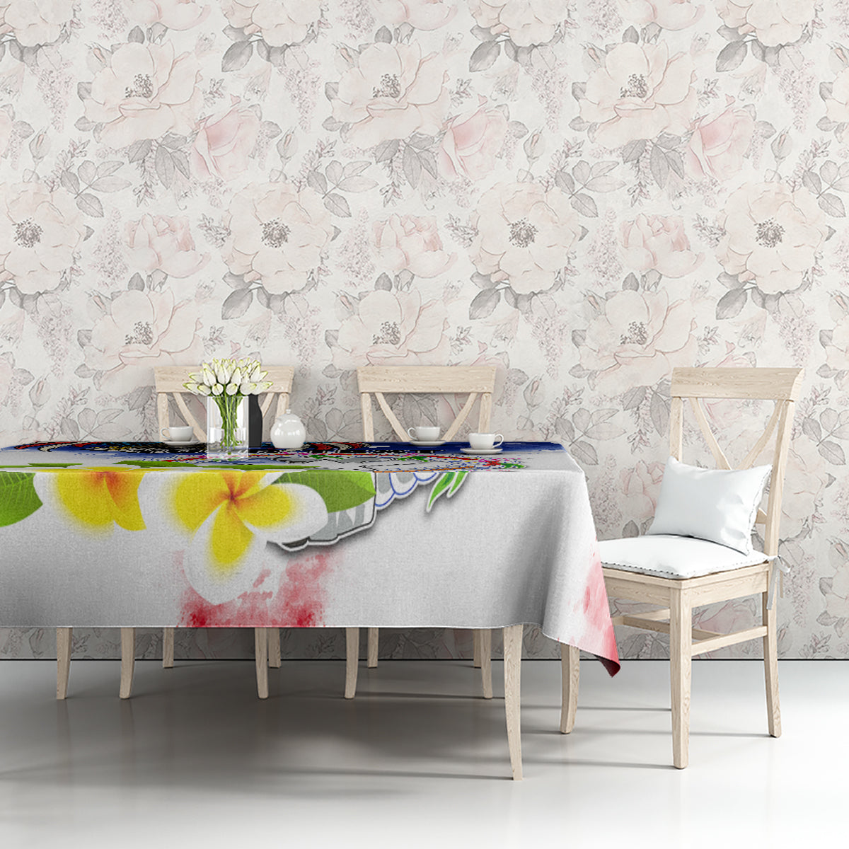 Custom Northern Mariana Islands Commonwealth Covenant Day Tablecloth Plumeria Flower Splash Style LT03 - Polynesian Pride