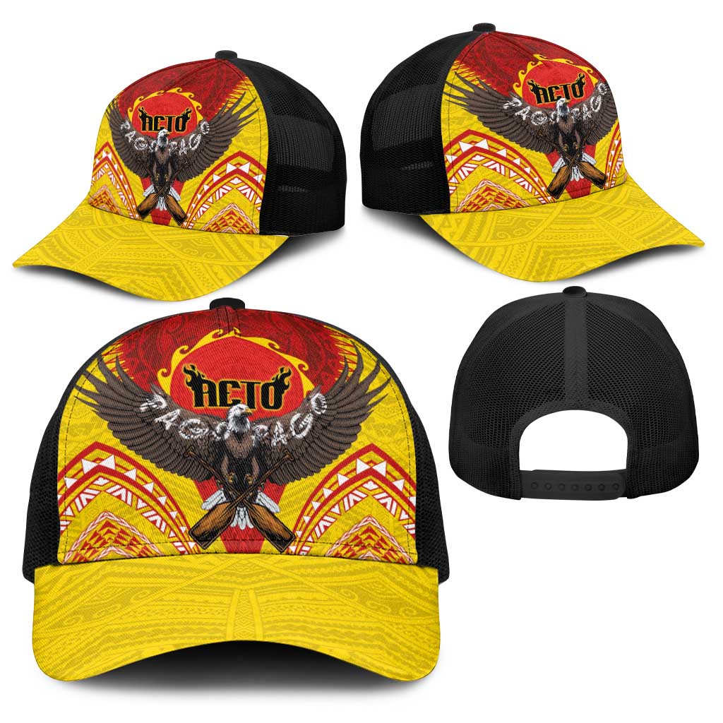American Samoa Fautasi Race Baseball Net Cap Pago Pago-Aeto Samoan Tattoo and Eagle