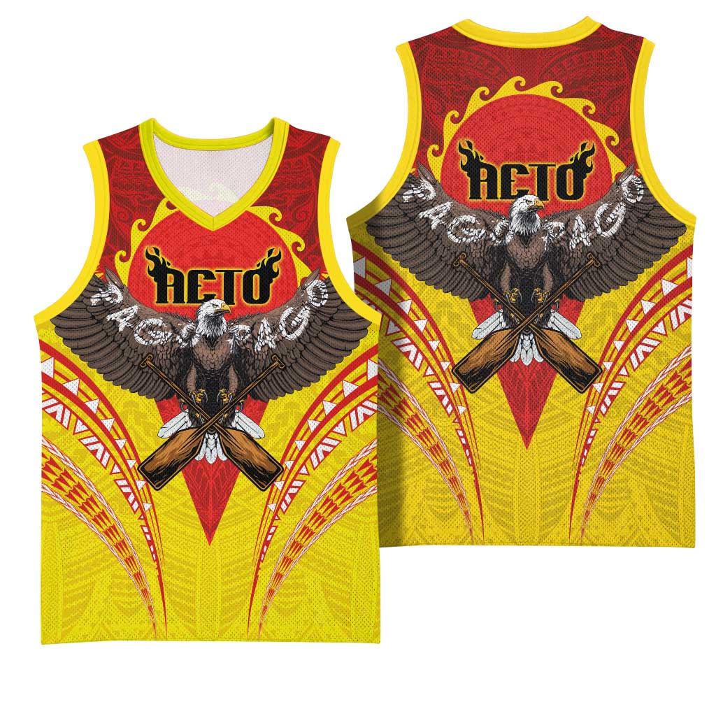 American Samoa Fautasi Race Basketball Jersey Pago Pago-Aeto Samoan Tattoo and Eagle LT03 - Polynesian Pride