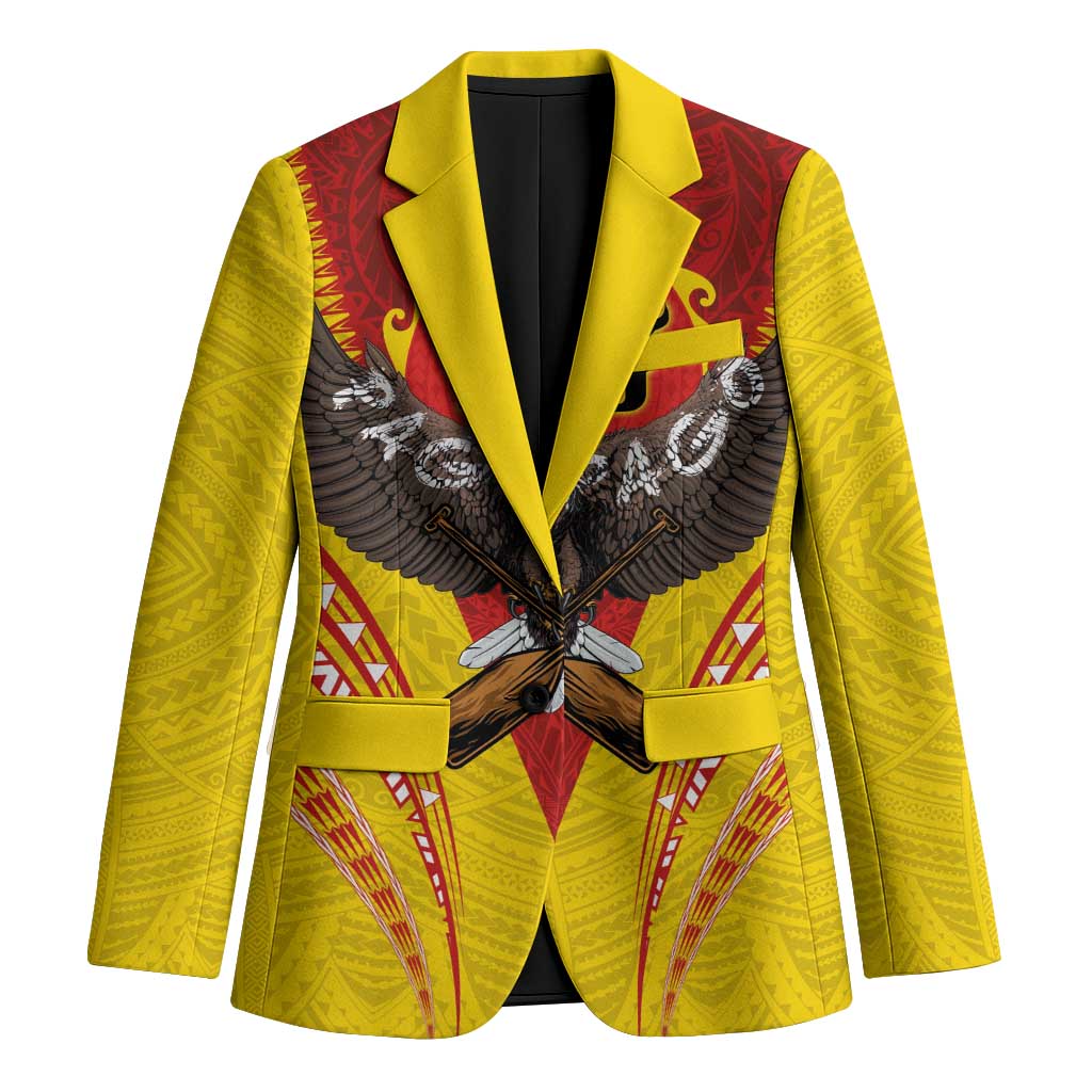 American Samoa Fautasi Race Blazer Pago Pago-Aeto Samoan Tattoo and Eagle LT03 Unisex Yellow - Polynesian Pride