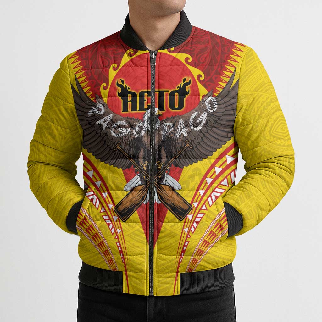 American Samoa Fautasi Race Bomber Puffer Jacket Pago Pago-Aeto Samoan Tattoo and Eagle