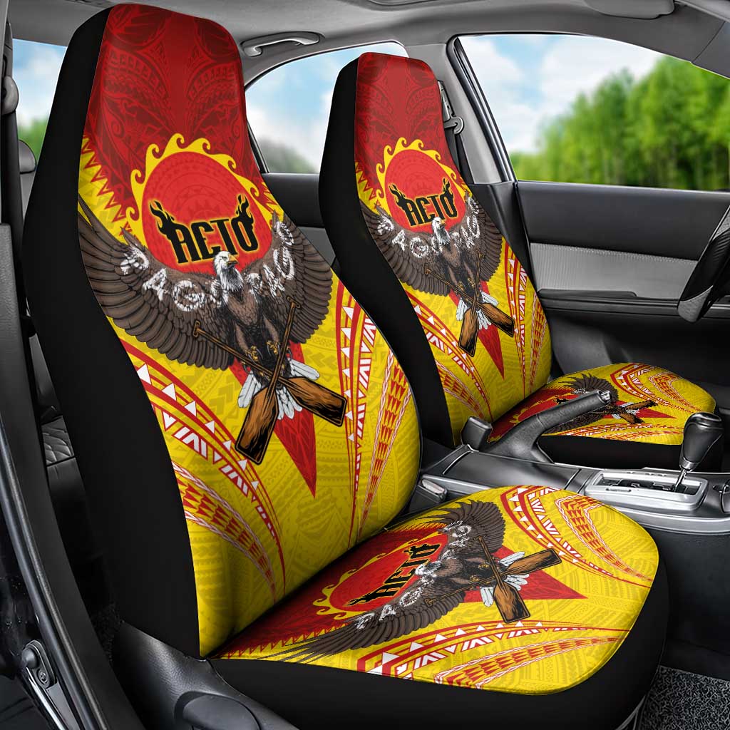 American Samoa Fautasi Race Car Seat Cover Pago Pago-Aeto Samoan Tattoo and Eagle LT03 - Polynesian Pride