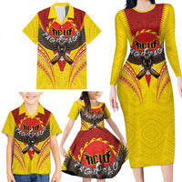 American Samoa Fautasi Race Family Matching Long Sleeve Bodycon Dress and Hawaiian Shirt Pago Pago-Aeto Samoan Tattoo and Eagle LT03 - Polynesian Pride