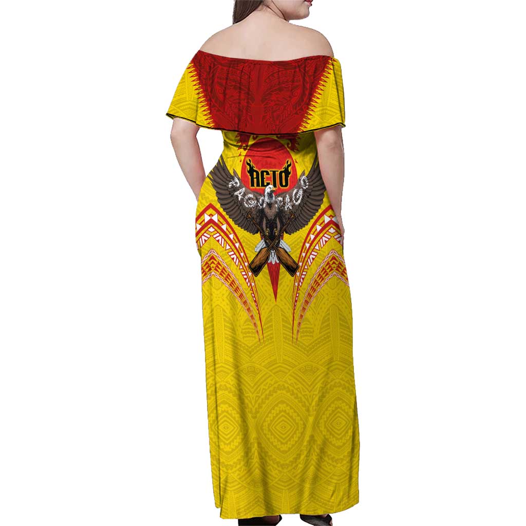 American Samoa Fautasi Race Family Matching Off Shoulder Maxi Dress and Hawaiian Shirt Pago Pago-Aeto Samoan Tattoo and Eagle LT03 - Polynesian Pride