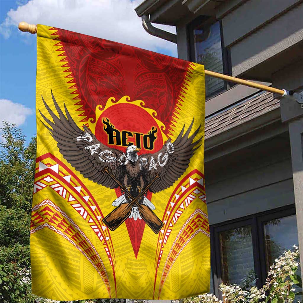 American Samoa Fautasi Race Garden Flag Pago Pago-Aeto Samoan Tattoo and Eagle