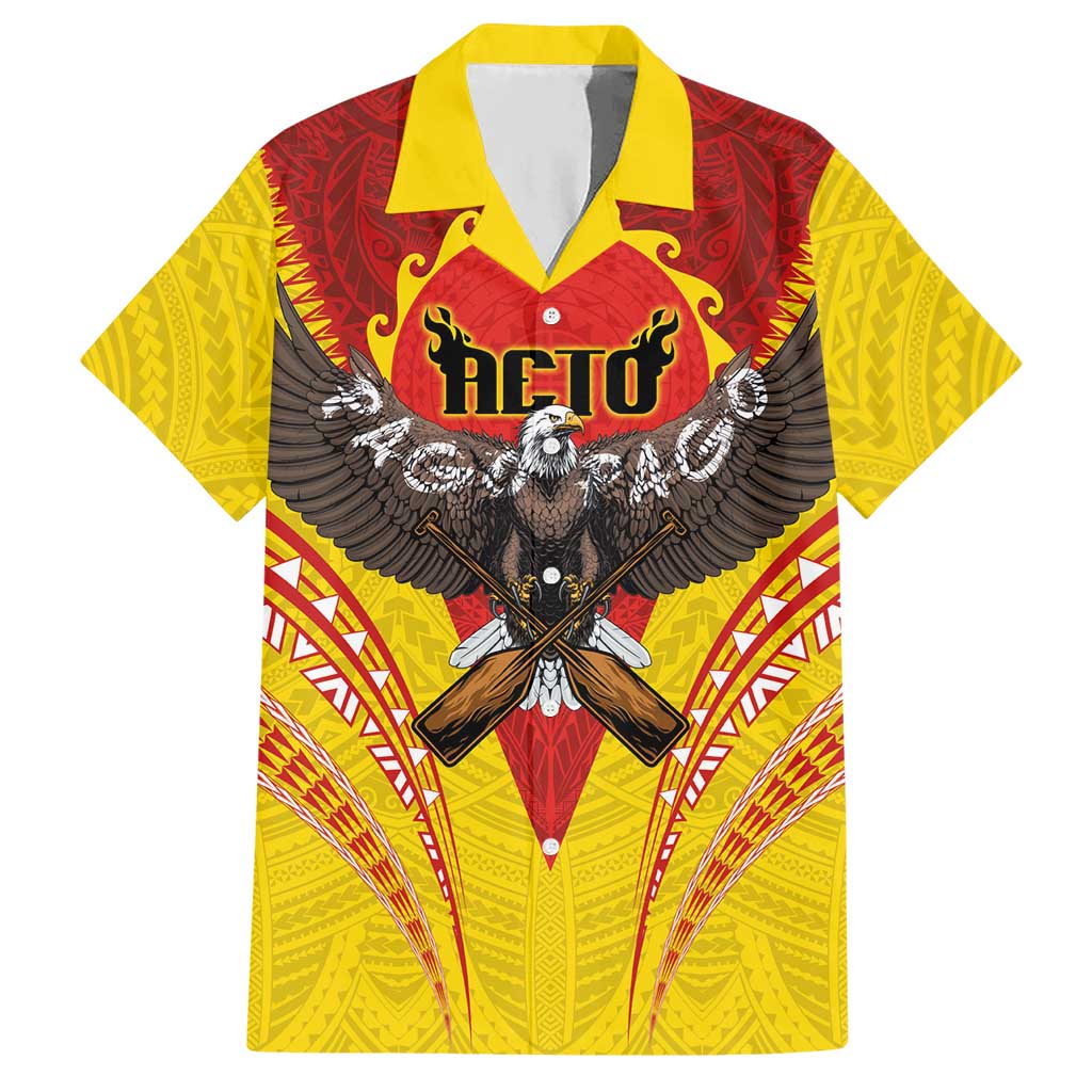 American Samoa Fautasi Race Hawaiian Shirt Pago Pago-Aeto Samoan Tattoo and Eagle LT03 Yellow - Polynesian Pride