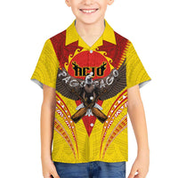 American Samoa Fautasi Race Kid Hawaiian Shirt Pago Pago-Aeto Samoan Tattoo and Eagle LT03 Kid Yellow - Polynesian Pride