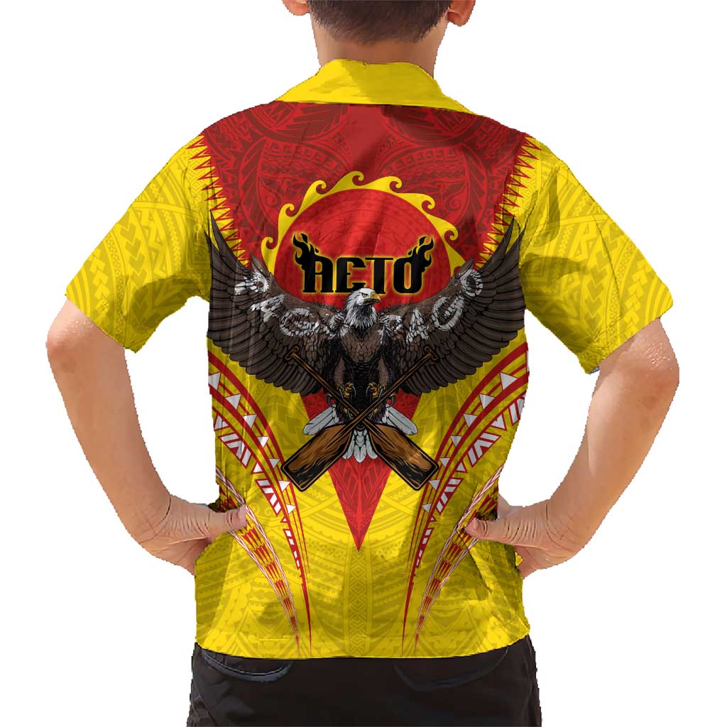 American Samoa Fautasi Race Kid Hawaiian Shirt Pago Pago-Aeto Samoan Tattoo and Eagle LT03 - Polynesian Pride