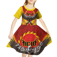American Samoa Fautasi Race Kid Short Sleeve Dress Pago Pago-Aeto Samoan Tattoo and Eagle LT03 - Polynesian Pride