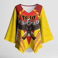 American Samoa Fautasi Race Kimono Sleeve Blouse Pago Pago-Aeto Samoan Tattoo and Eagle LT03 Female Yellow - Polynesian Pride