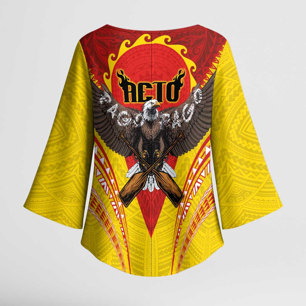 American Samoa Fautasi Race Kimono Sleeve Blouse Pago Pago-Aeto Samoan Tattoo and Eagle LT03 - Polynesian Pride