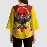 American Samoa Fautasi Race Kimono Sleeve Blouse Pago Pago-Aeto Samoan Tattoo and Eagle LT03 - Polynesian Pride