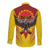 American Samoa Fautasi Race Long Sleeve Button Shirt Pago Pago-Aeto Samoan Tattoo and Eagle