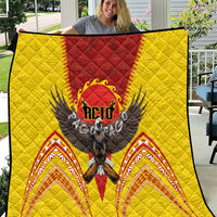 American Samoa Fautasi Race Quilt Pago Pago-Aeto Samoan Tattoo and Eagle LT03 Yellow - Polynesian Pride