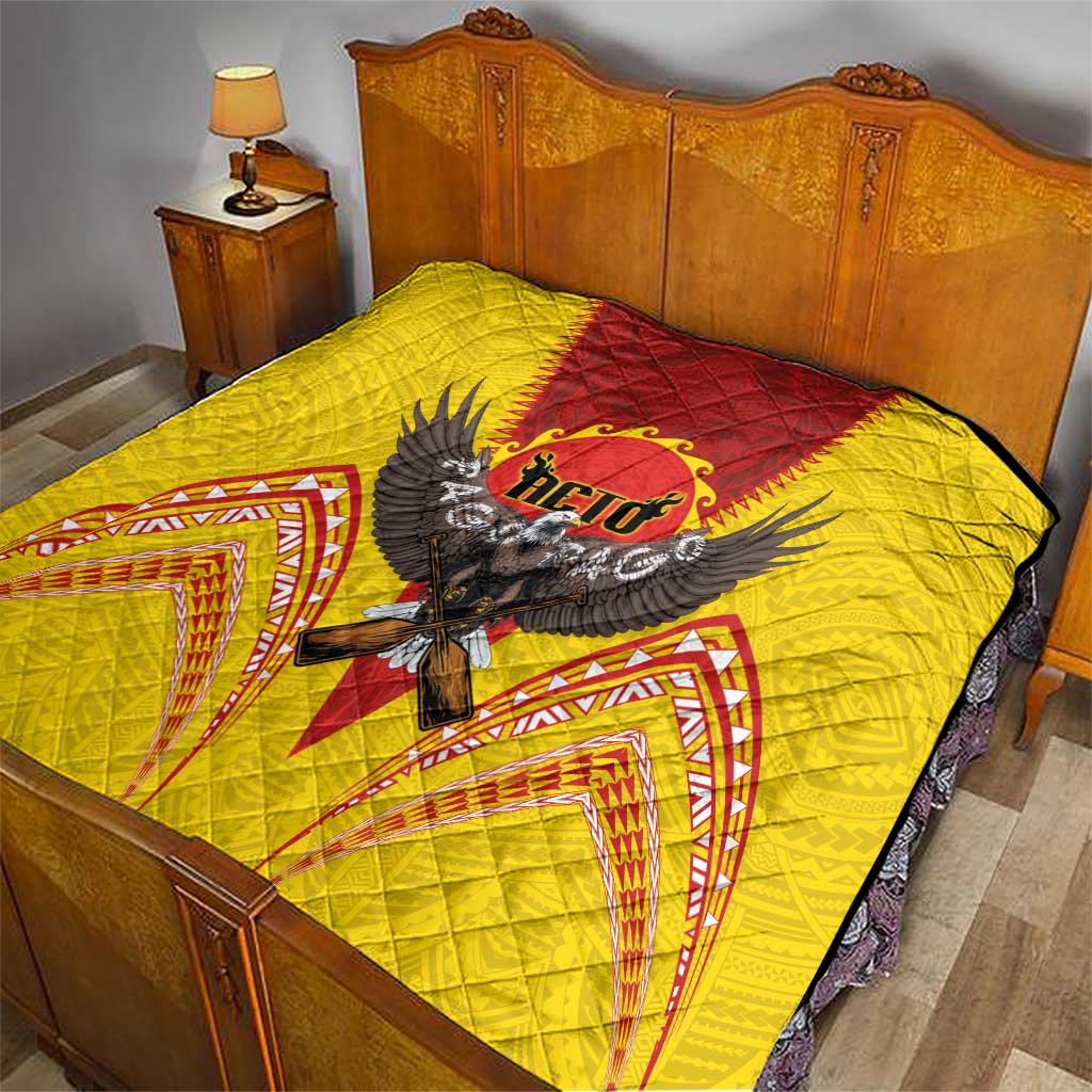 American Samoa Fautasi Race Quilt Pago Pago-Aeto Samoan Tattoo and Eagle LT03 - Polynesian Pride