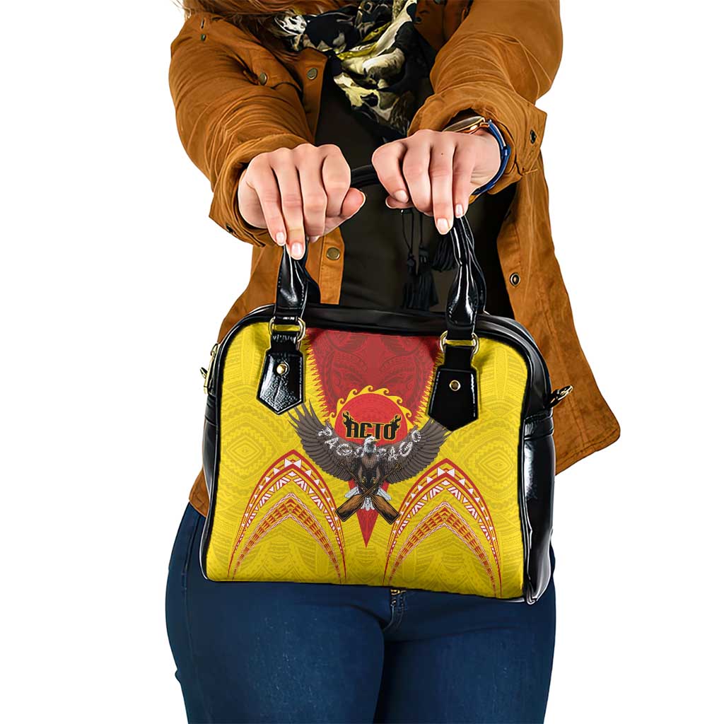 American Samoa Fautasi Race Shoulder Handbag Pago Pago-Aeto Samoan Tattoo and Eagle LT03 One Size Yellow - Polynesian Pride