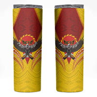 American Samoa Fautasi Race Skinny Tumbler Pago Pago-Aeto Samoan Tattoo and Eagle LT03 Yellow - Polynesian Pride