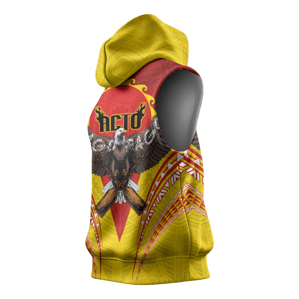 American Samoa Fautasi Race Sleeveless Hoodie Pago Pago-Aeto Samoan Tattoo and Eagle LT03 - Polynesian Pride