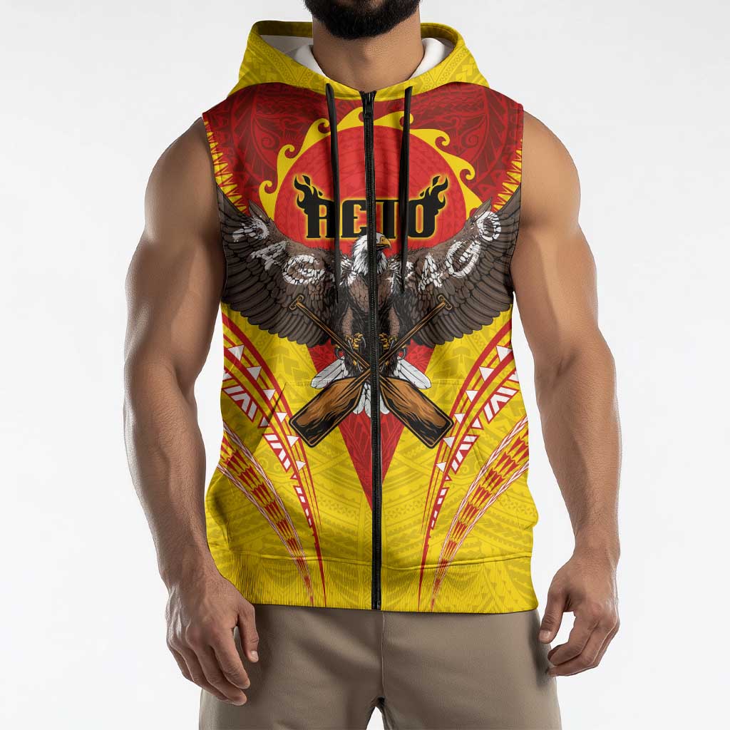 American Samoa Fautasi Race Sleeveless Zip Hoodie Pago Pago-Aeto Samoan Tattoo and Eagle LT03 - Polynesian Pride