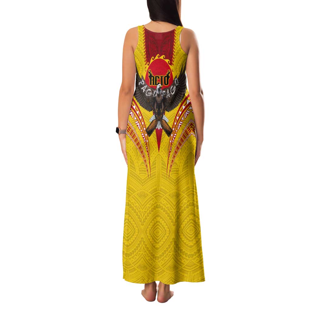 American Samoa Fautasi Race Tank Maxi Dress Pago Pago-Aeto Samoan Tattoo and Eagle LT03 - Polynesian Pride
