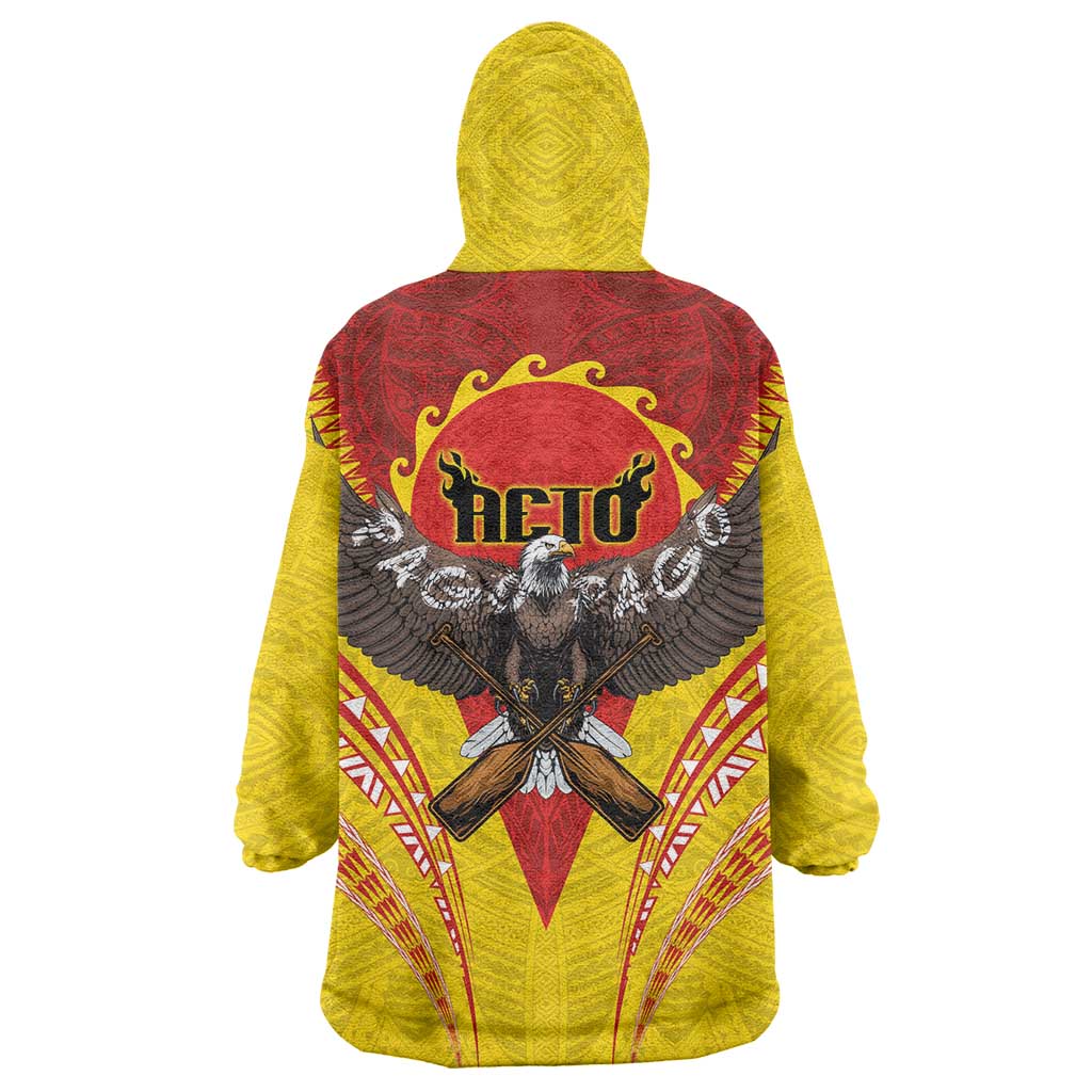 American Samoa Fautasi Race Wearable Blanket Hoodie Pago Pago-Aeto Samoan Tattoo and Eagle LT03 - Polynesian Pride
