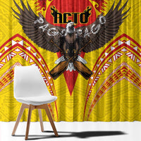 American Samoa Fautasi Race Window Curtain Pago Pago-Aeto Samoan Tattoo and Eagle
