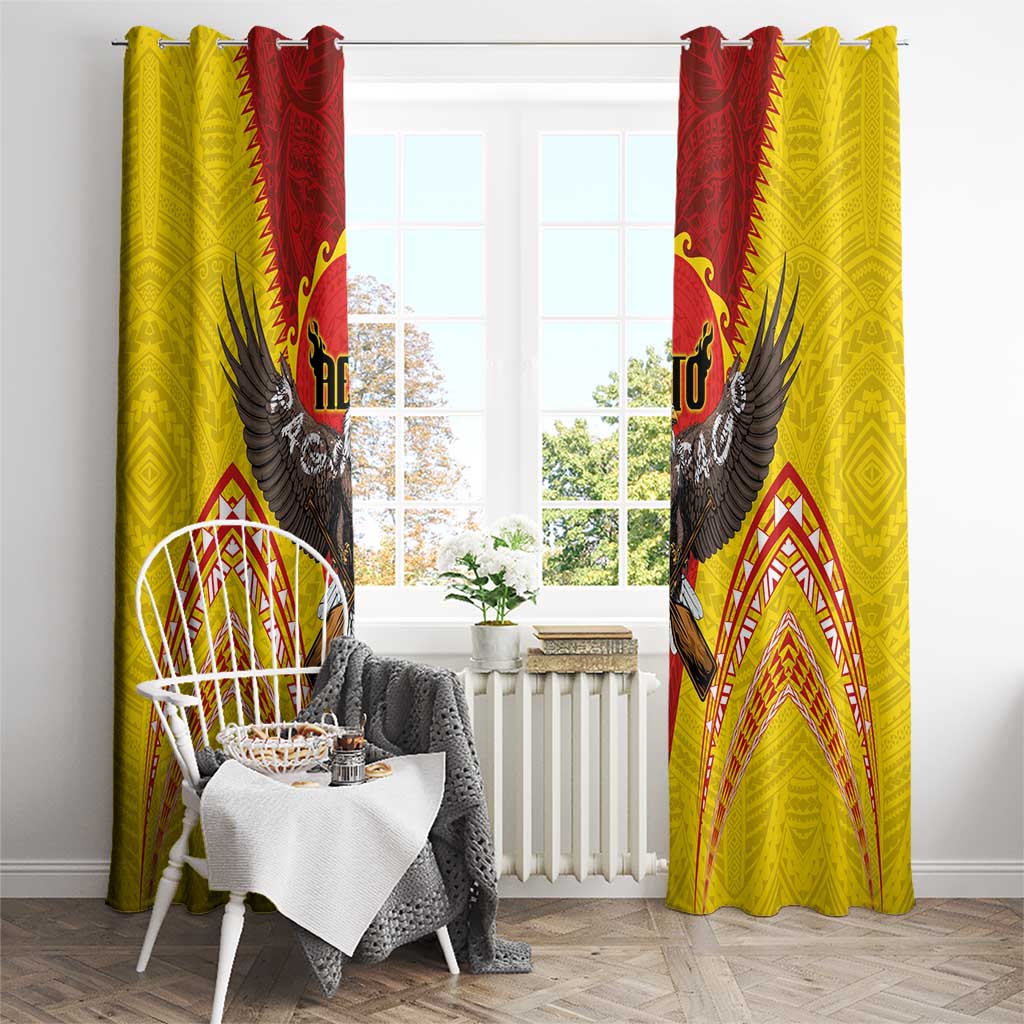 American Samoa Fautasi Race Window Curtain Pago Pago-Aeto Samoan Tattoo and Eagle